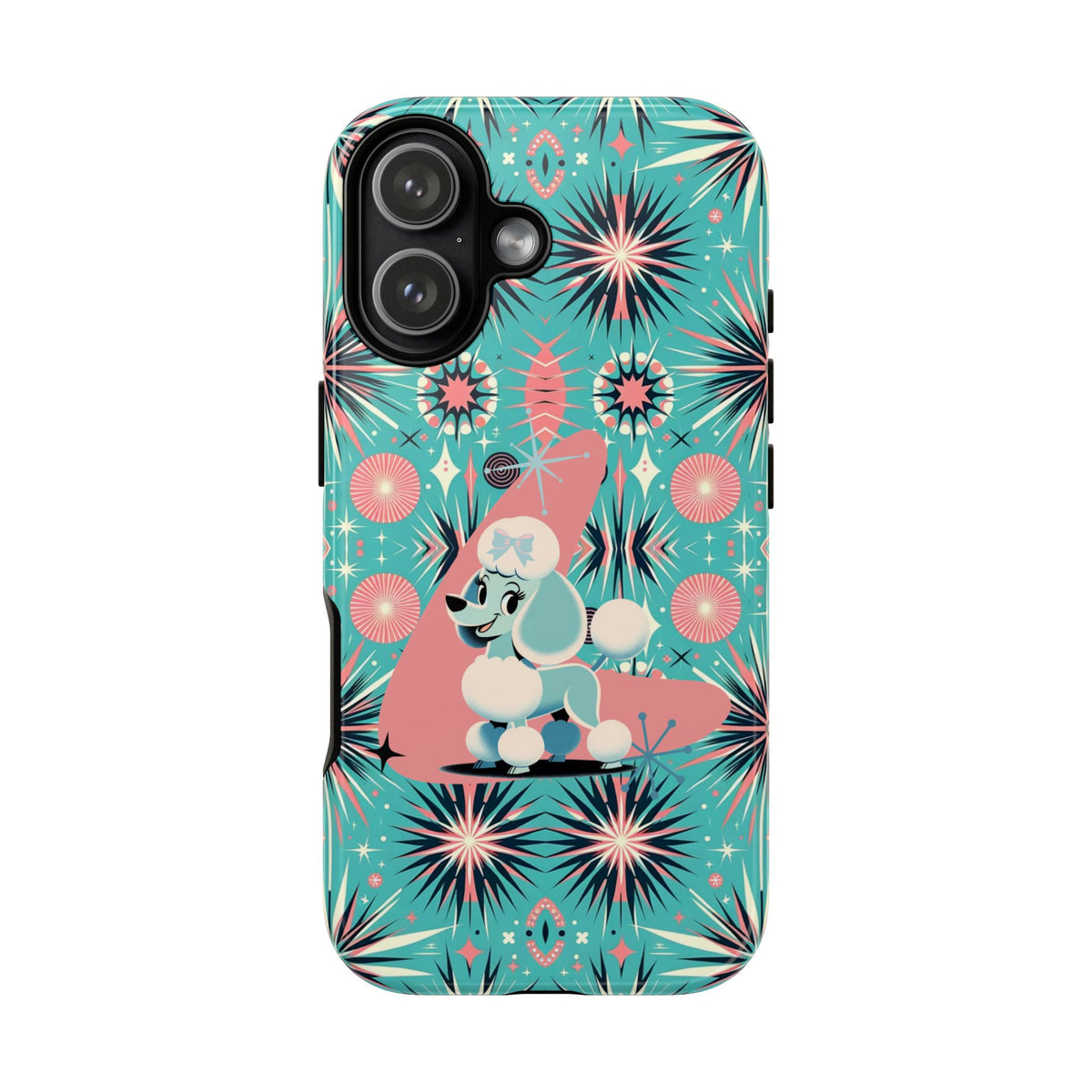 1950s Mid Century Modern Atomic Pink, Poodle Retro Smart Phone Tough Cases
