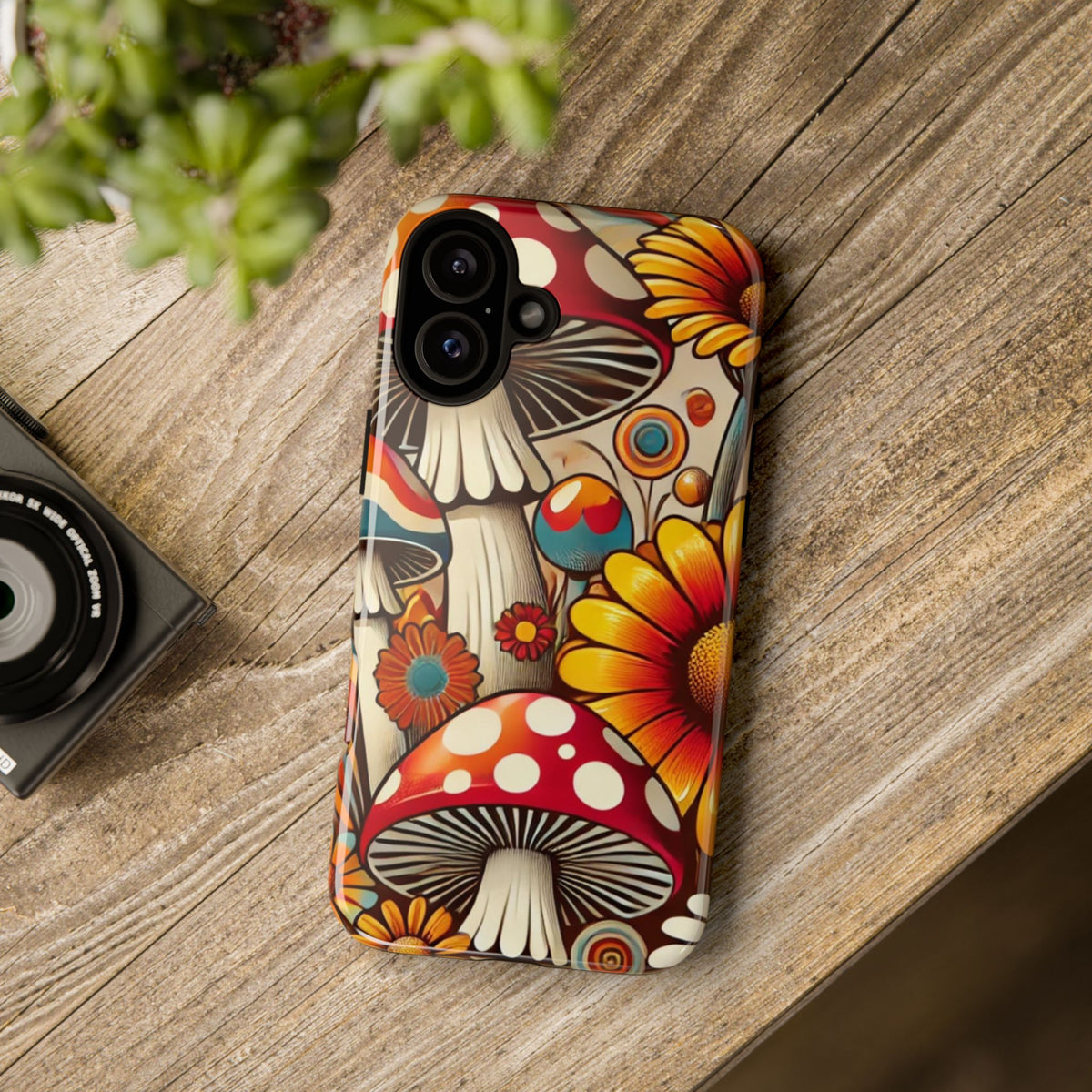 Colorful Mushroom Flower Phone Case - Boho Chic Design
