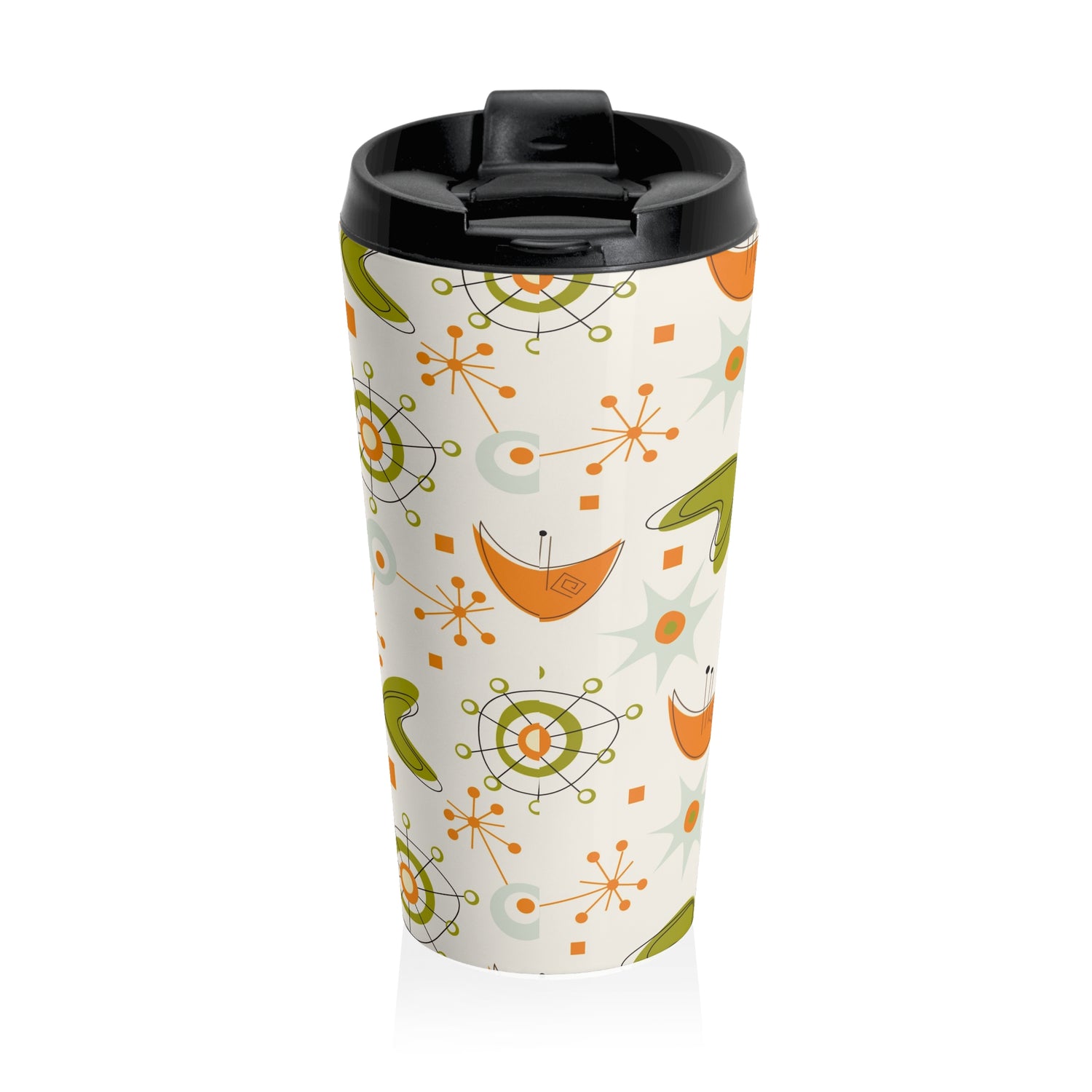 Retro 60s Mod Gal, Atomic Starburst Pattern Chic Stainless Steel Travel Tumbler - Mid Century Modern Gal