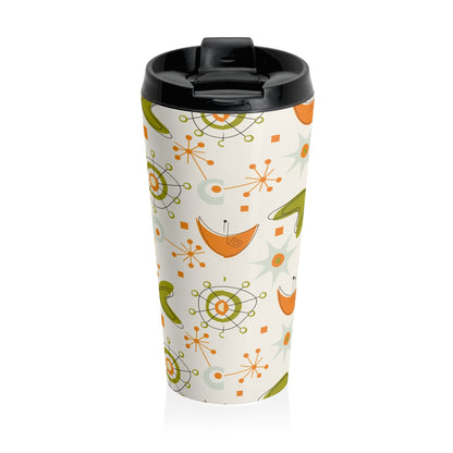 Retro 60s Mod Gal, Atomic Starburst Pattern Chic Stainless Steel Travel Tumbler - Mid Century Modern Gal