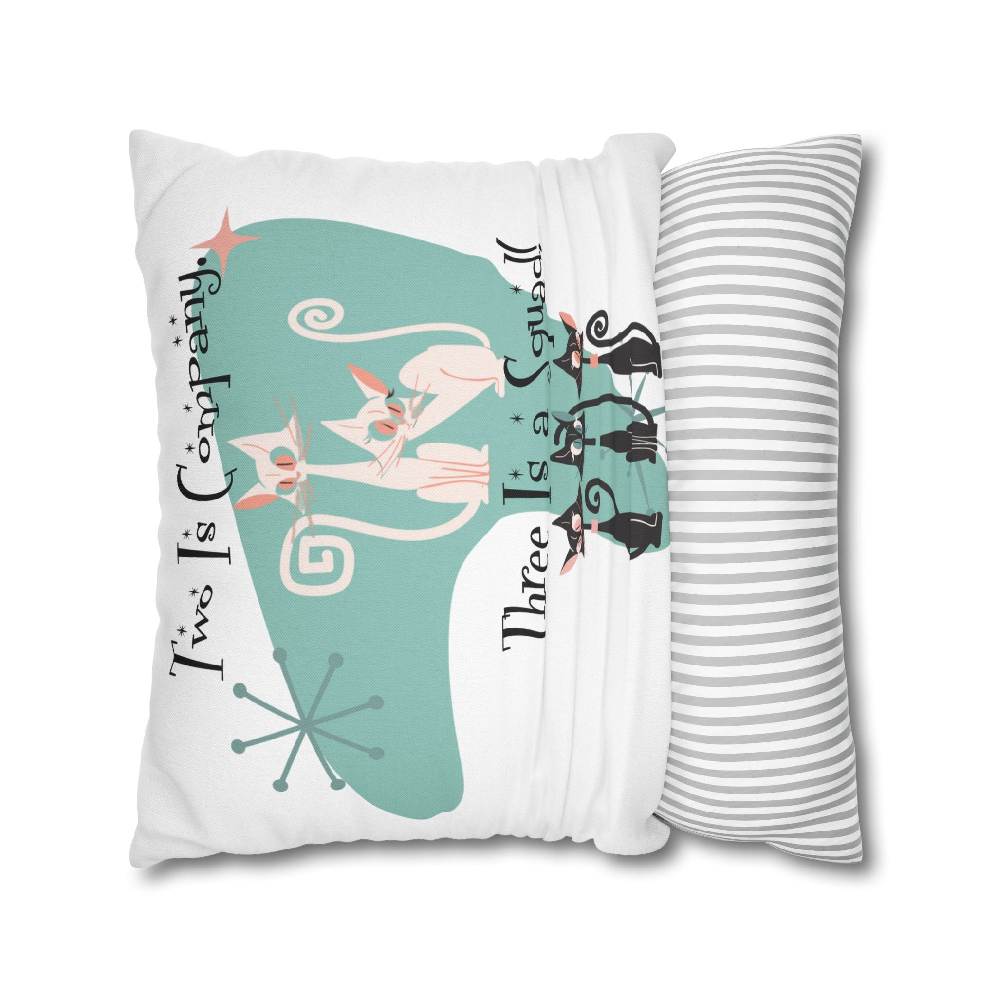 Atomic Kitschy Cats, Mid Mod Boomerang Family Co-worker Bestie Gifts Pillow Cover - Mid Century Modern Gal