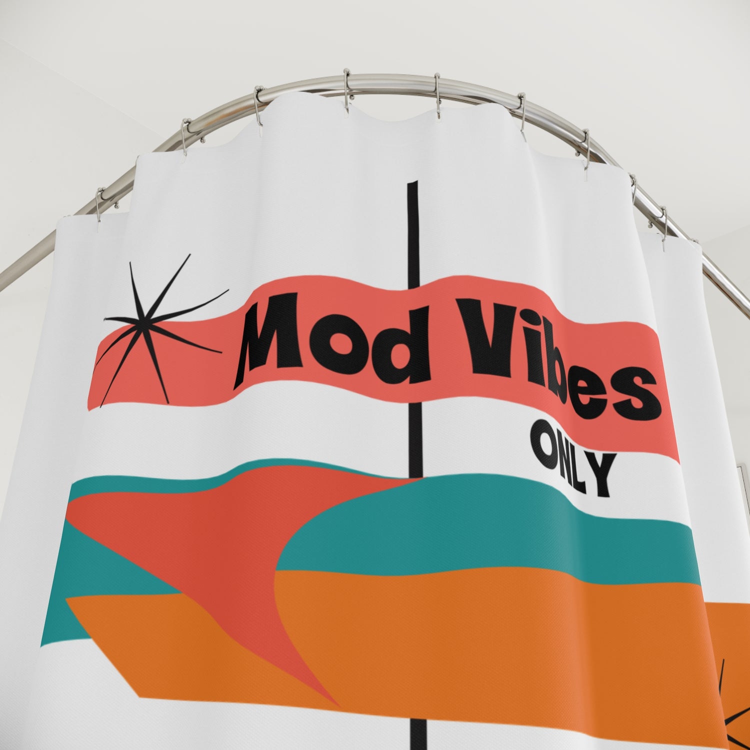 Atomic Cat Mid-Century Modern Shower Curtain - Mod Vibes Only - Mid Century Modern Gal