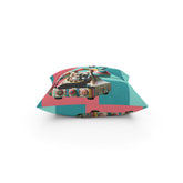 Atomic Cat Quirky Retro Rotary Phone, Kitschy Mid Mod, Pink, Aqua, Teal Broadcloth Pillow - Mid Century Modern Gal