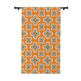 Scandinavian Designed Mid Mod Orange, Blue Mod Blackout Window Curtain - Mid Century Modern Gal