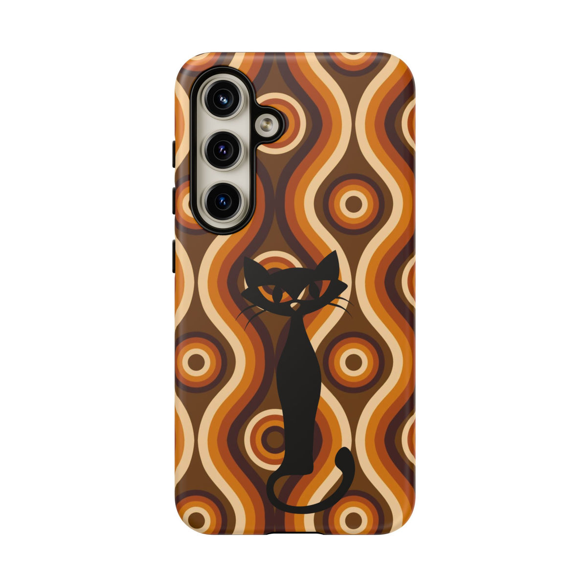 Retro Phone Case, Groovy Brown, Atomic Kitsch Cat Tough Smart Phone Cases