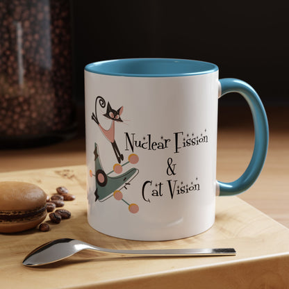Atomic Cat Coffee Tea Mug, Mid Century Modern Boomerang, Space Age Atomic Drinkware For Cat And Coffee Lovers - Mid Century Modern Gal