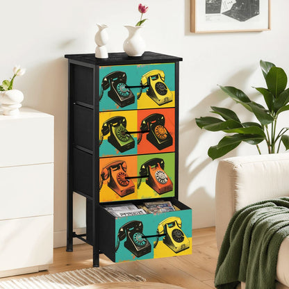 Mid Century Modern Kitschy Retro Telephone Art MCM 4-Drawer Dresser - Mid Century Modern Gal