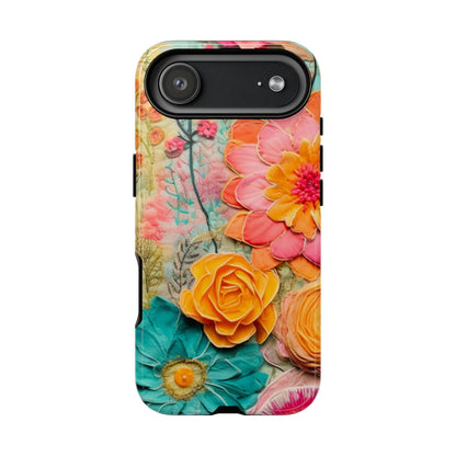 Boho Retro Floral Faux Pressed Flowers Smart Phone Tough Phone Cases