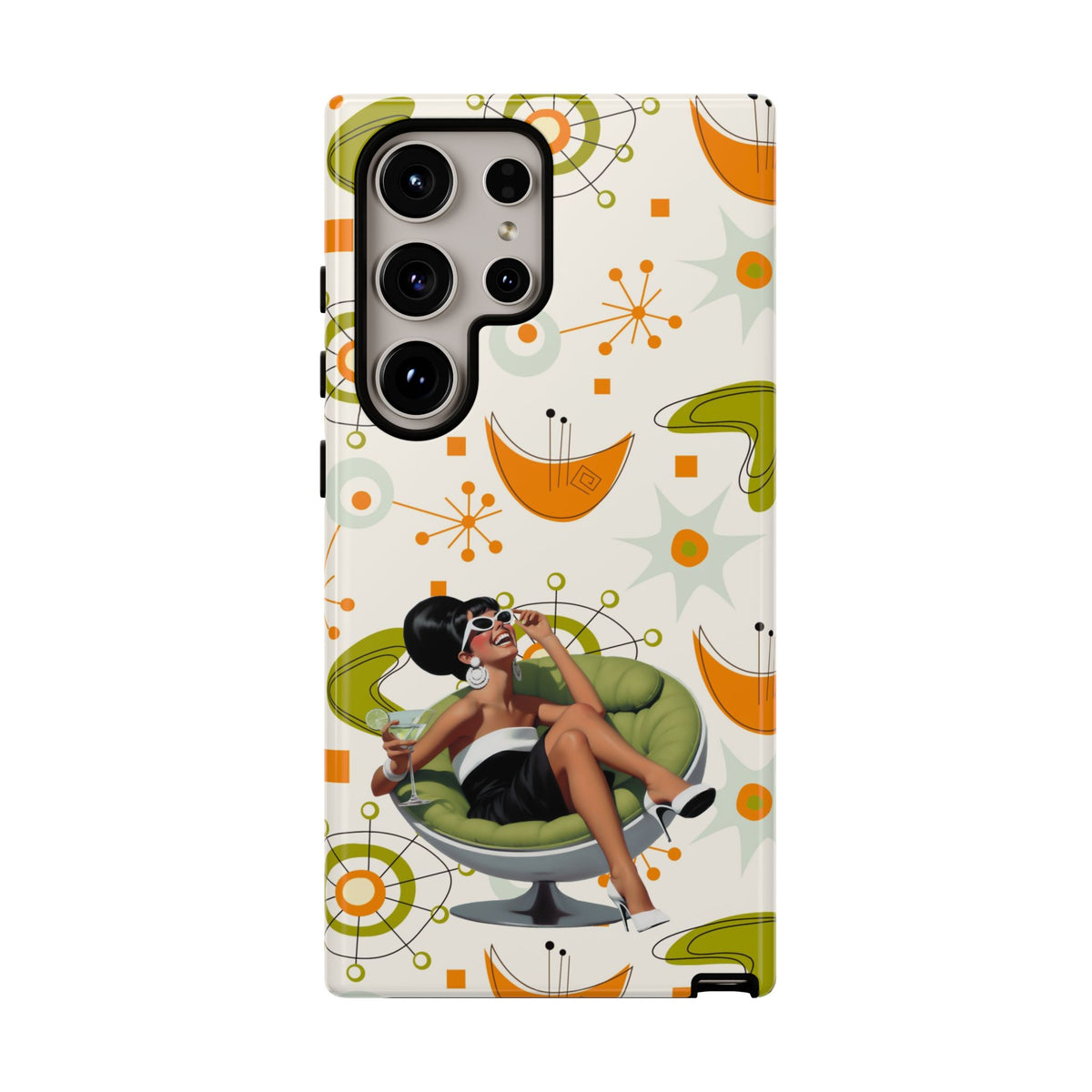 Mid Century Modern Atomic Starburst Mid Mod 60s Gal Retro Chic Tough Phone Case with Vintage Glamour Design - Mid Century Modern Gal