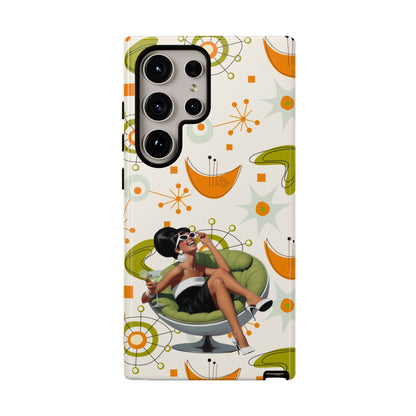 Mid Century Modern Atomic Starburst Mid Mod 60s Gal Retro Chic Tough Phone Case with Vintage Glamour Design - Mid Century Modern Gal