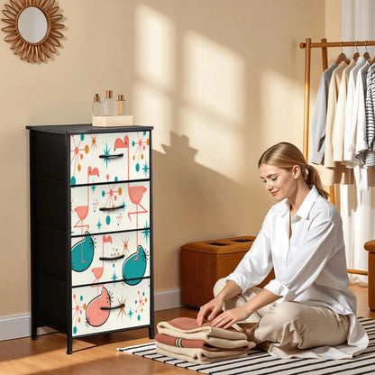 Palm Springs California Kitschy Flamingo Mid Mod 4-Drawer Dresser - Mid Century Modern Gal