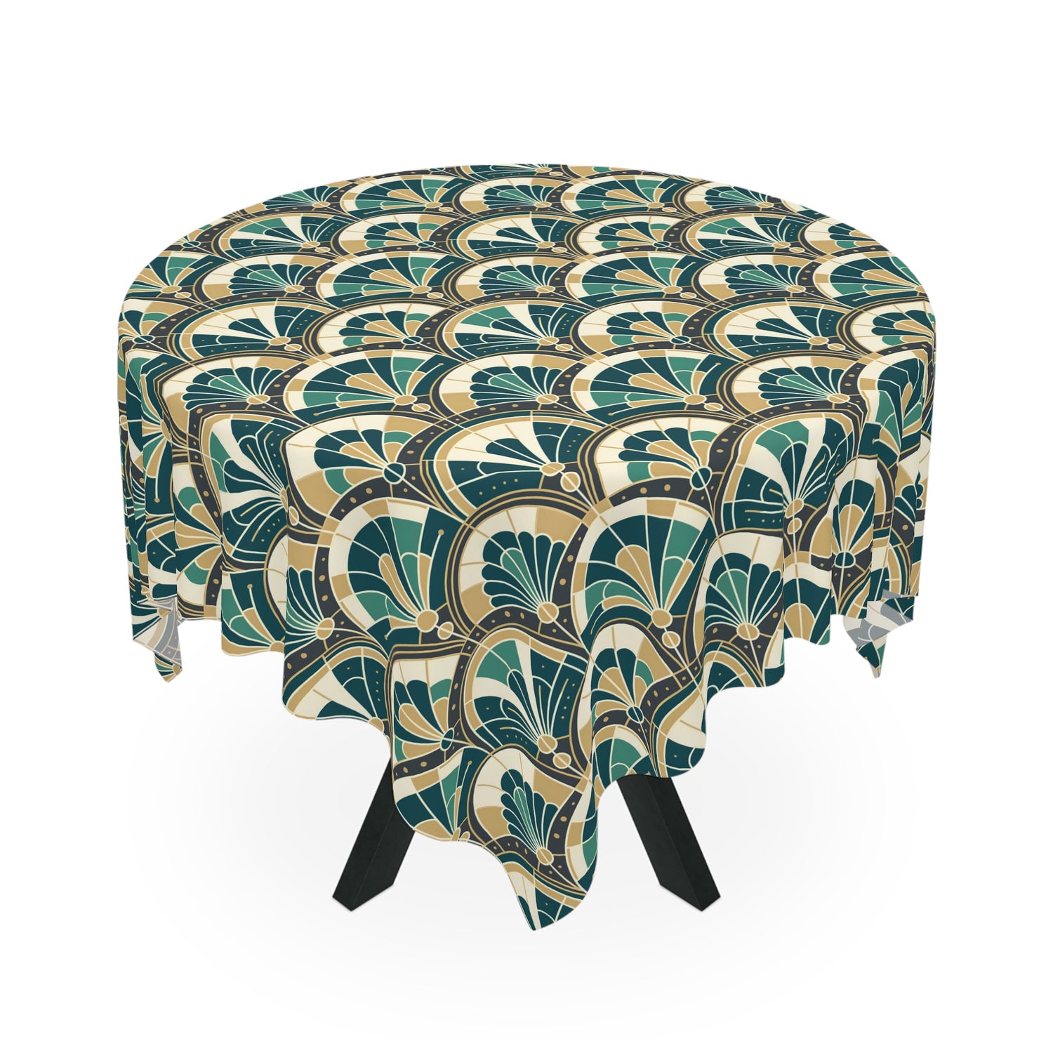 Art Deco Peacock Inspired Tablecloth - Mid Century Modern Gal