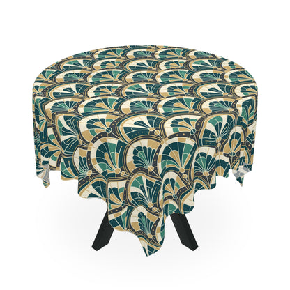 Art Deco Peacock Inspired Tablecloth - Mid Century Modern Gal