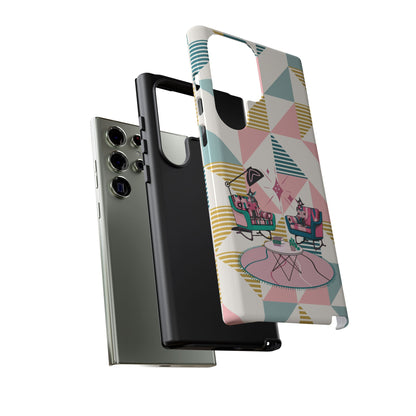 Atomic Cats Reading, Book Talk, Book Lover, Retro Chic Phone Case with Retro Vibe - Cozy Living Room Design