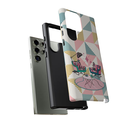 Atomic Cats Reading, Book Talk, Book Lover, Retro Chic Phone Case with Retro Vibe - Cozy Living Room Design