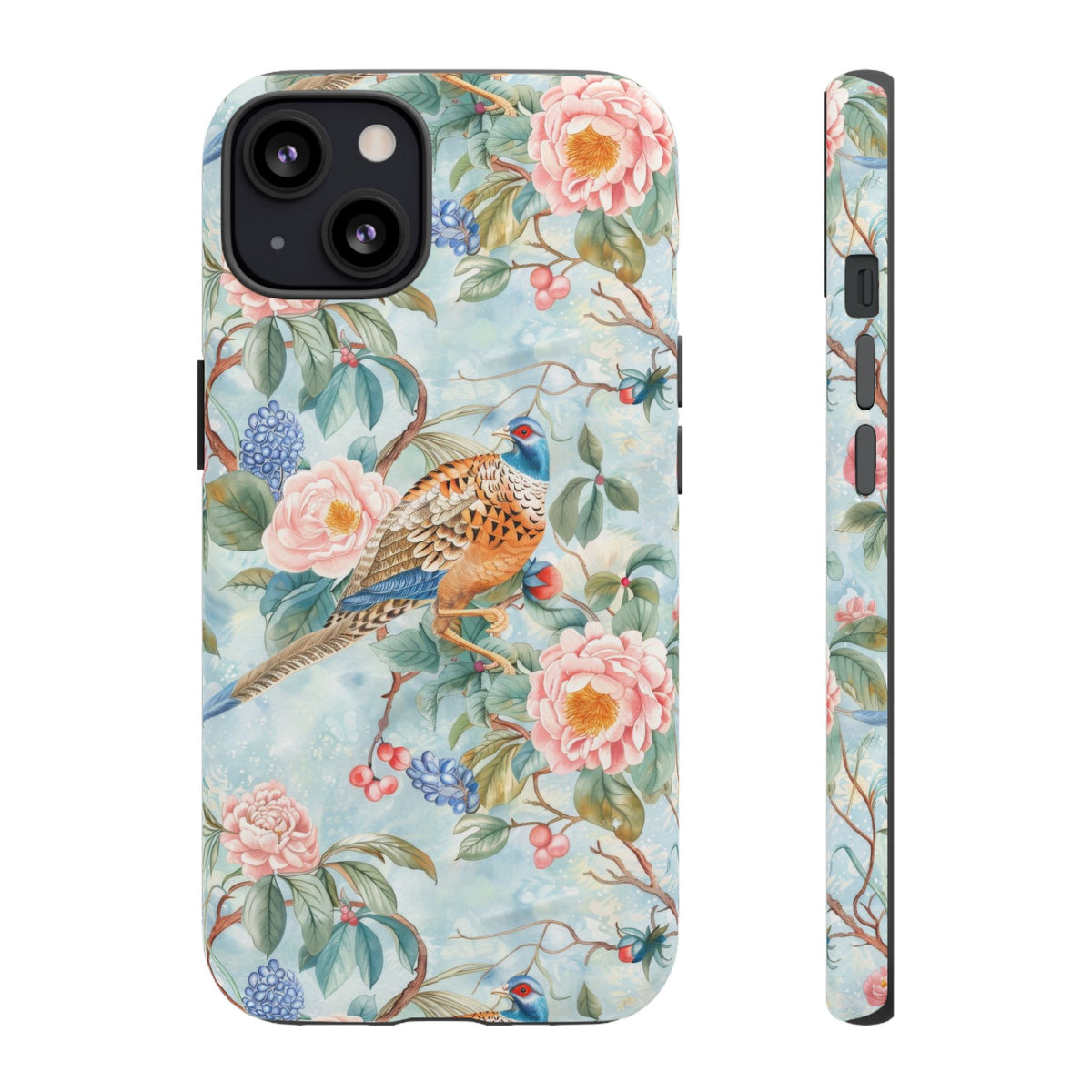 Chinoiserie Designed Floral Pheasant Phone Case with Bird Design