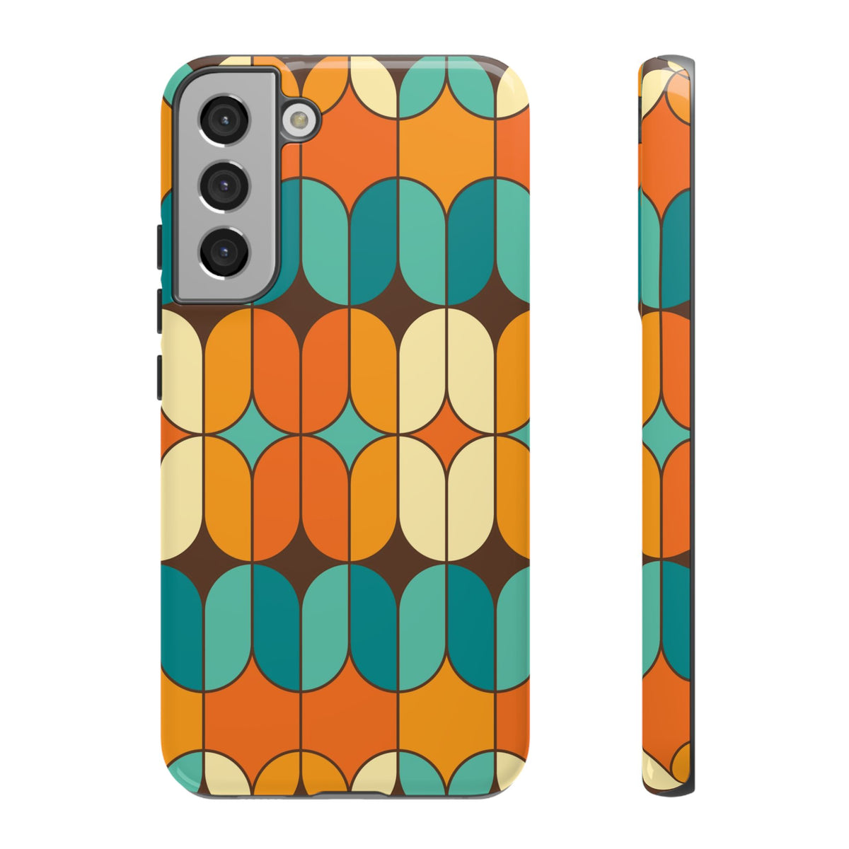 Mid Century Modern Orange, Teal Geometric Mod Designed Tough Phone Case