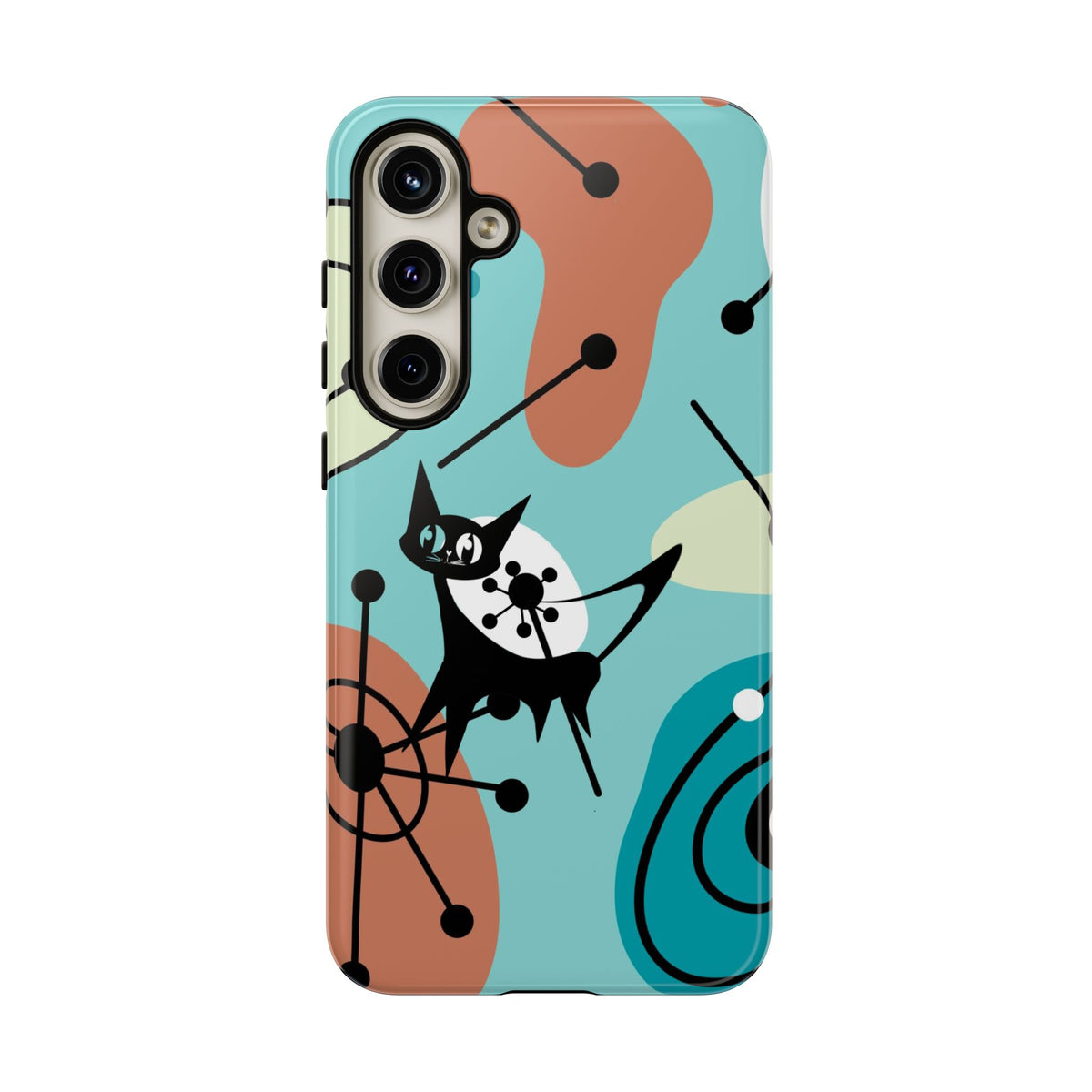 Atomic Kittie, Mid Century Modern Geometric Amoeba Retro Smart PhoneTough Phone