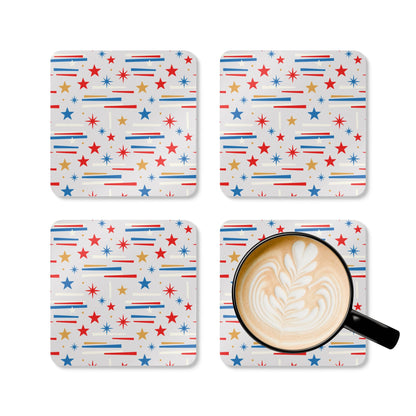 Mid Century Modern 4th of July Stars Corkwood Coaster Set - Mid Century Modern Gal
