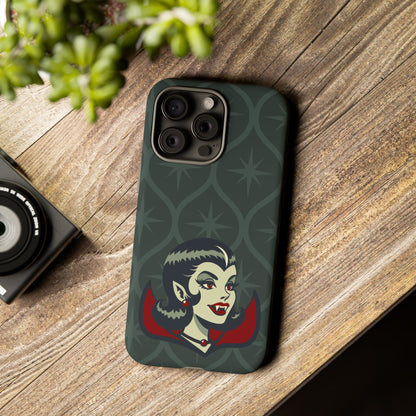 Vampire Dracula Girl Halloween Goth Horror Buff MCM Green Tough Phone Case