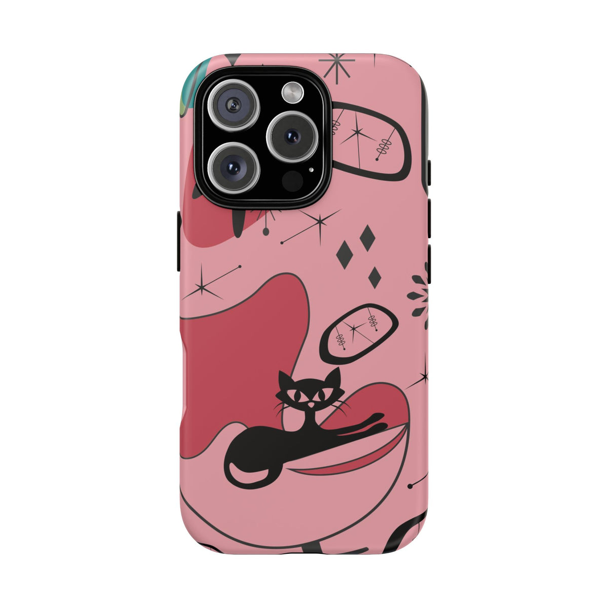 Atomic Cat, Pink Mid Century Modern, Egg Chair, Space Cat Tough Phone Case