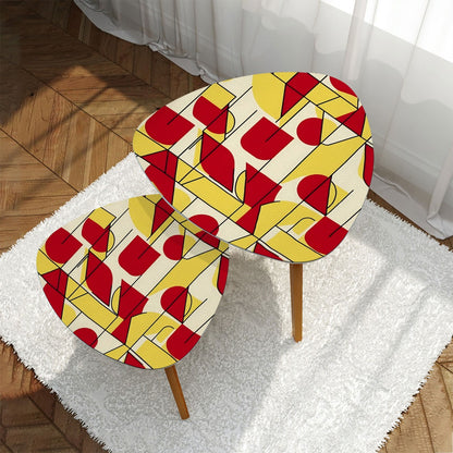Bauhaus Designed Mid Century Modern Red, Yellow Black Geometric Abstract Designed Nesting Tables - Mid Century Modern Gal