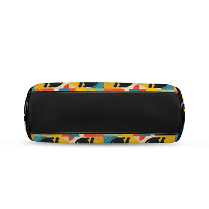 Pop Art Black Atomic Cats Kisslock Crossbody Purse