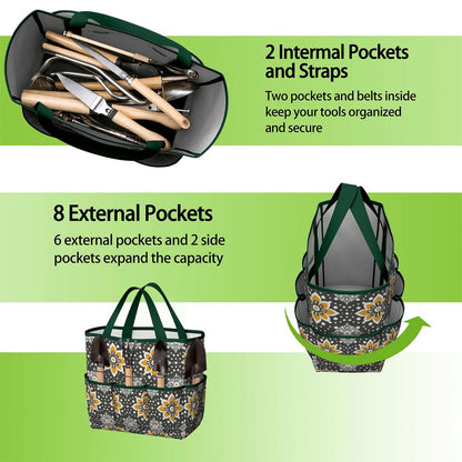 Floral Bohemian Retro Gray Yellow Modern Garden Tool Bag