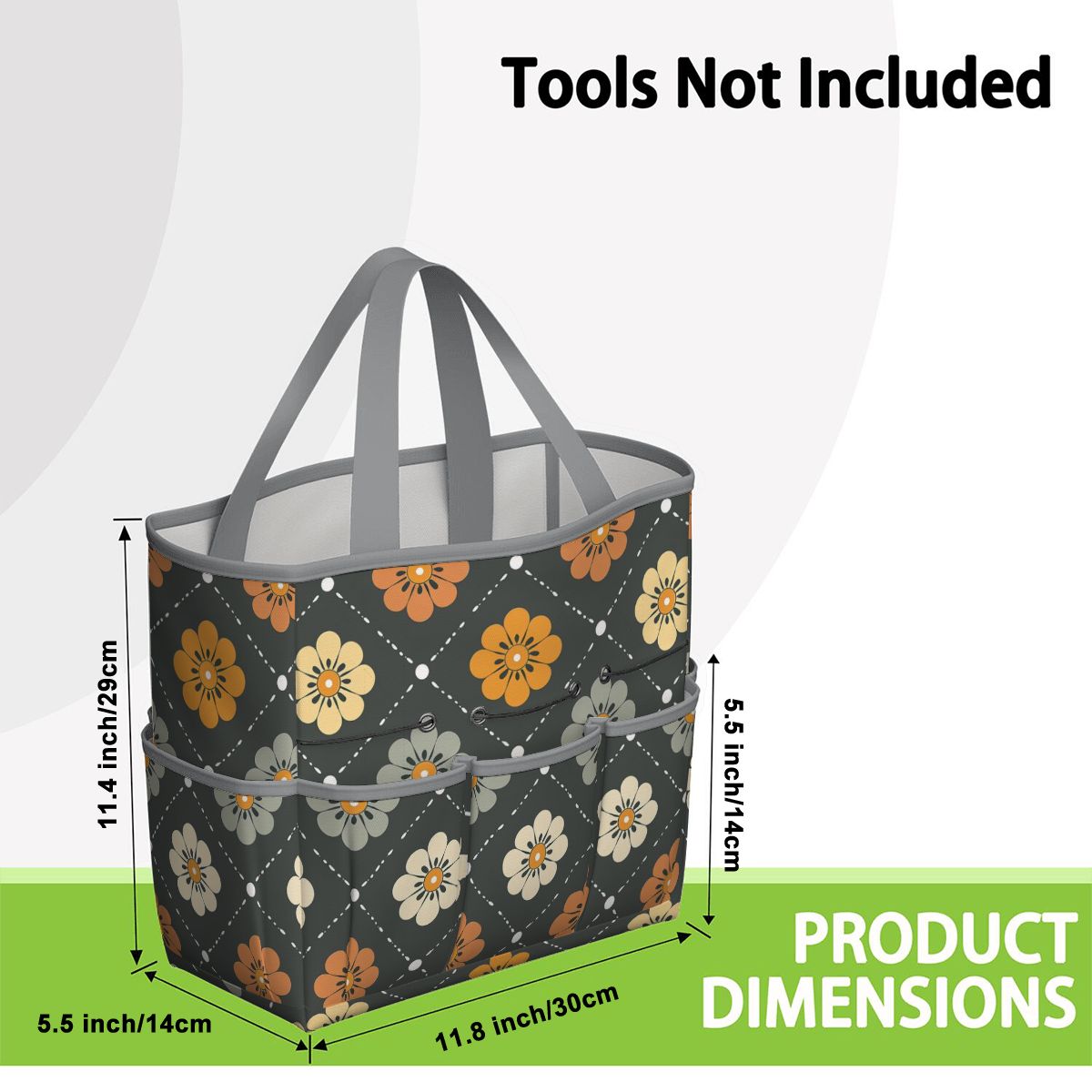 Scandinavian Floral, Mustard Yellow, Gray Mid Century Modern Garden Tool Bag - Mid Century Modern Gal