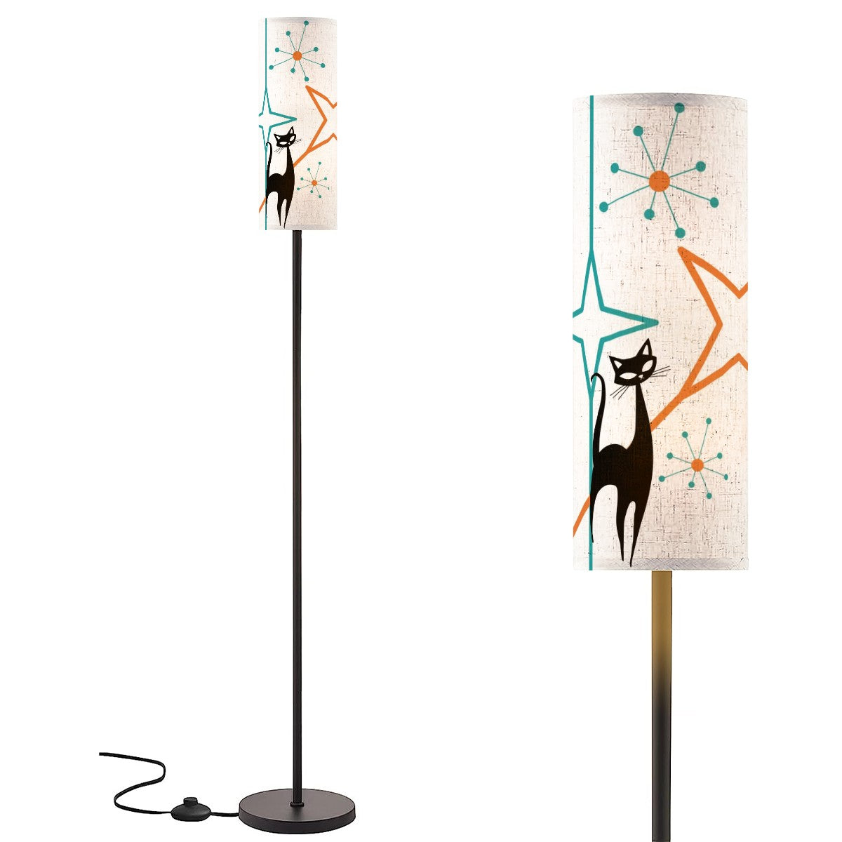 Mid Modernist Retro Futuristic Atomic Cat MCM Slim Floor Lamp - Mid Century Modern Gal