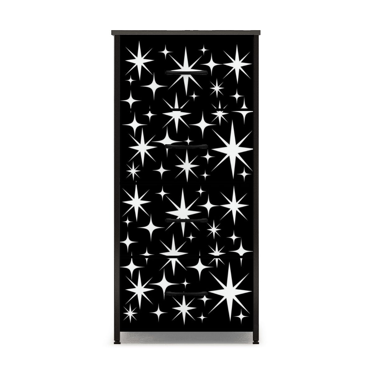 Atomic Starburst Black White Mid Century Modern 4-Drawer Dresser - Mid Century Modern Gal