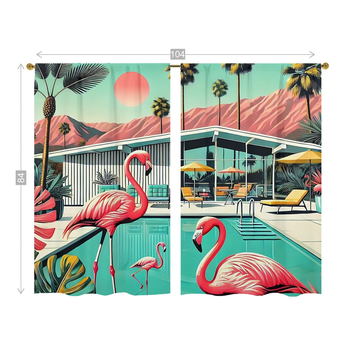 50s Palm Springs California Kitschy Mid Century Modern Window Curtains (two panels)