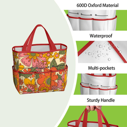 70s Retro Revival Flower Power Groovy Floral Mid Mod Garden Tool Bag
