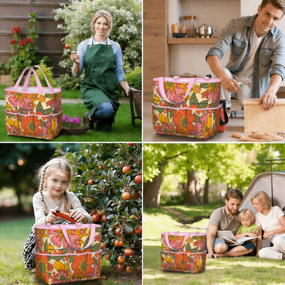 70s Retro Revival Flower Power Groovy Floral Mid Mod Garden Tool Bag