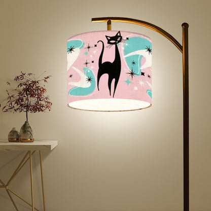 Mid Century Modern Atomic Boomerang Pink Aqua Atomic Cat Arc Floor Lamp - Mid Century Modern Gal