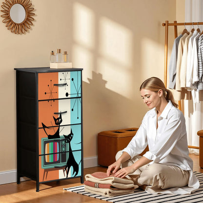 Mid Century Modern Retro TV Atomic Cat Kitschy 4-Drawer Dresser - Mid Century Modern Gal