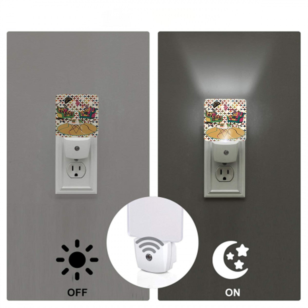 Kitschy Cute Atomic Reading Cats, Scandi Designed Retro LED Night Light Set of 2 - Mid Century Modern Gal