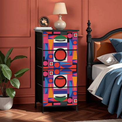 Mid Century Modern Bauhaus Designed Geometric Mod Furniture 4-Drawer Dresser - Mid Century Modern Gal