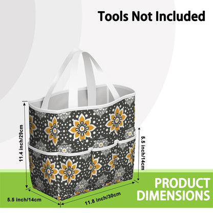 Floral Bohemian Retro Gray Yellow Modern Garden Tool Bag - Mid Century Modern Gal