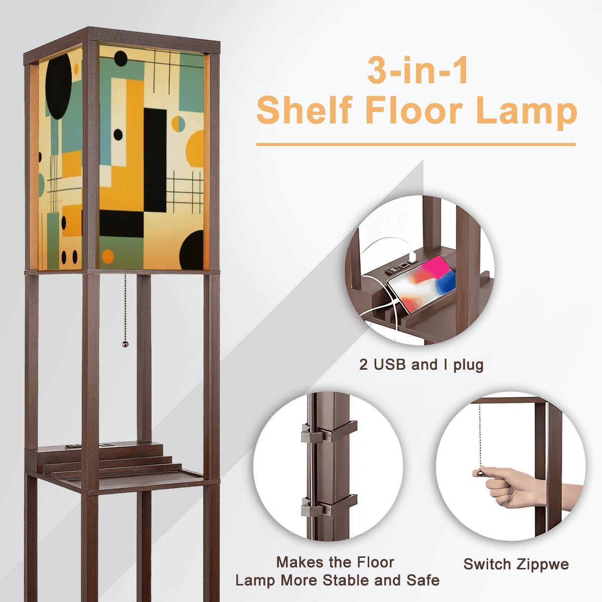 Mid Century Modern Bauhaus Designed Mod Retro Floor Lamp With Shelves - Mid Century Modern Gal