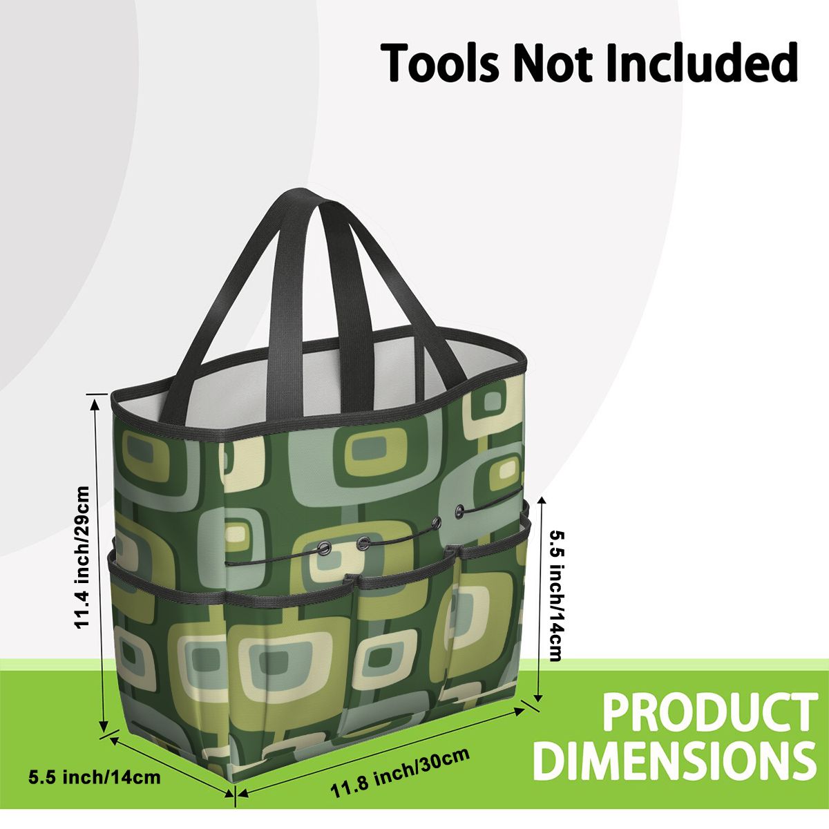 Mid Century Modern, Geometric, Groovy Green, Beige, Abstract, 60s 70s Retro, Mid Mod, MCM Garden Tool Bag - Mid Century Modern Gal