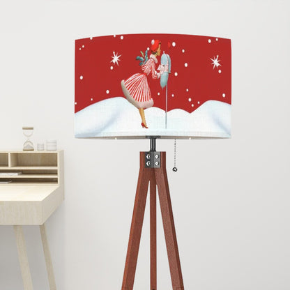 Christmas Lampshade, Kitschy Vintage Retro Red 50s Gal Tripod Floor Lamp Shade ONLY