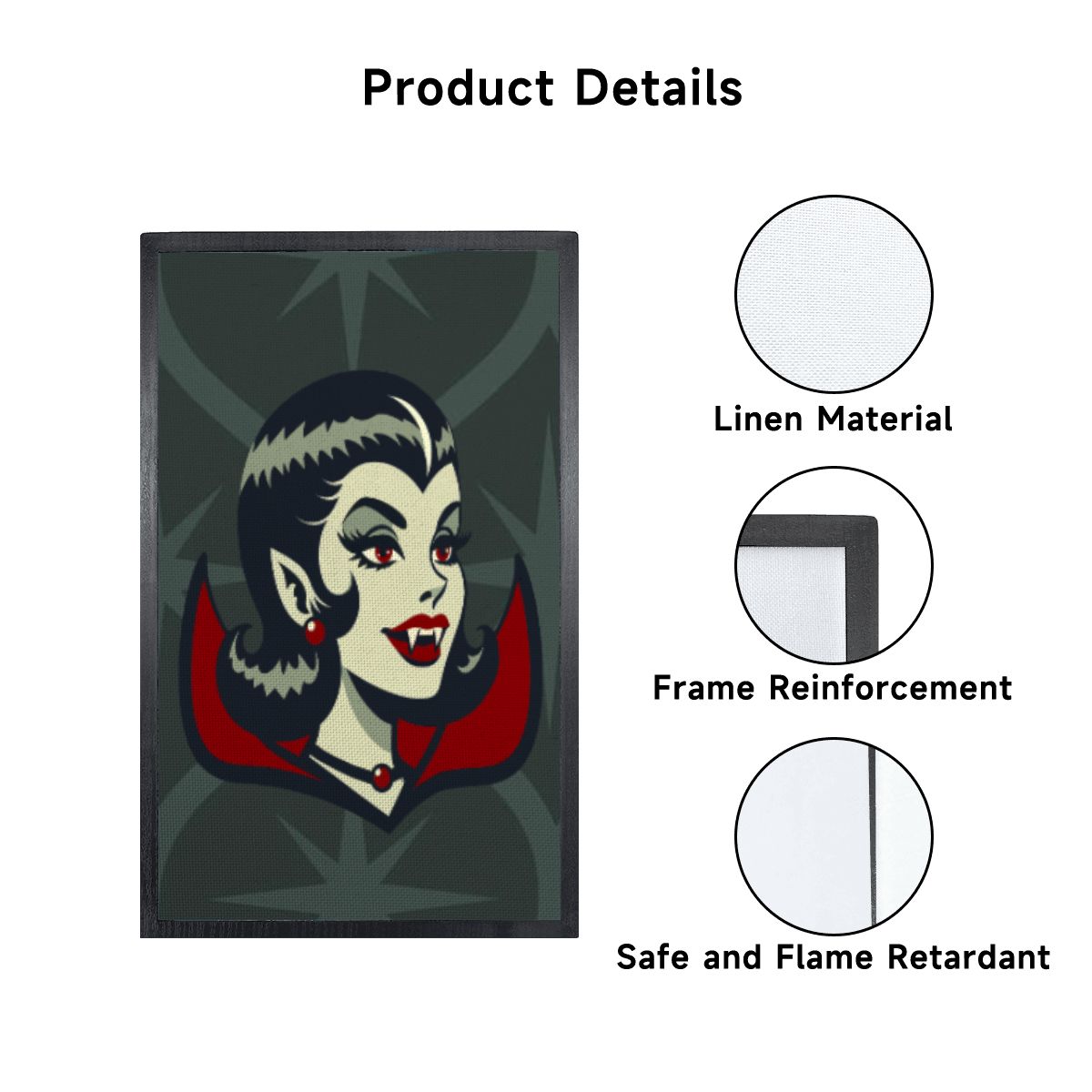 Vampire Dracula Girl Halloween Goth Horror Buff MCM Green Lampshade for Floor Lamp with Shelves - Lampshade Only - Mid Century Modern Gal