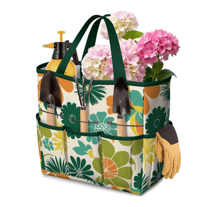 70s Flower Power Retro Groovy Mod Orange Yellow Teal Green Garden Tool Bag - Mid Century Modern Gal