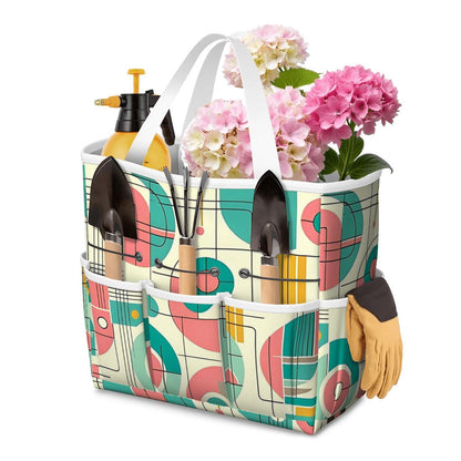 Mid Century Modern Bauhaus Designed Pink, Teal, Yellow Garden Tool Bag - Mid Century Modern Gal