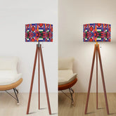 Mid Century Modern Geometric Red, Purple, Yellow Green MCM Bauhaus Designed Tripod Floor Lamp - Mid Century Modern Gal