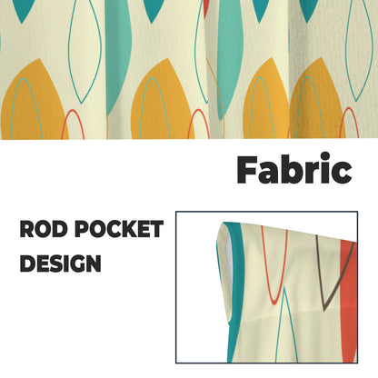 Mid Century Modern Geometric Abstract Retro Cafe Window Curtains - Mid Century Modern Gal