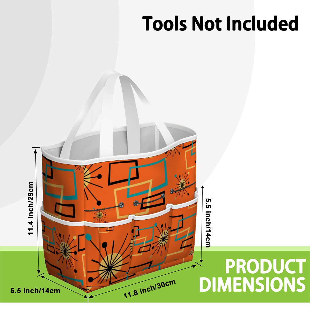 Mid Century Modern Sinatra Orange, Starburst, Geometric Funky Fun Garden Tool Bag - Mid Century Modern Gal