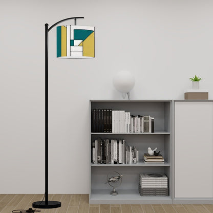 Bauhaus Designed Geometric Green, Teal Mid Century Modern Arc Floor Lamp - Mid Century Modern Gal