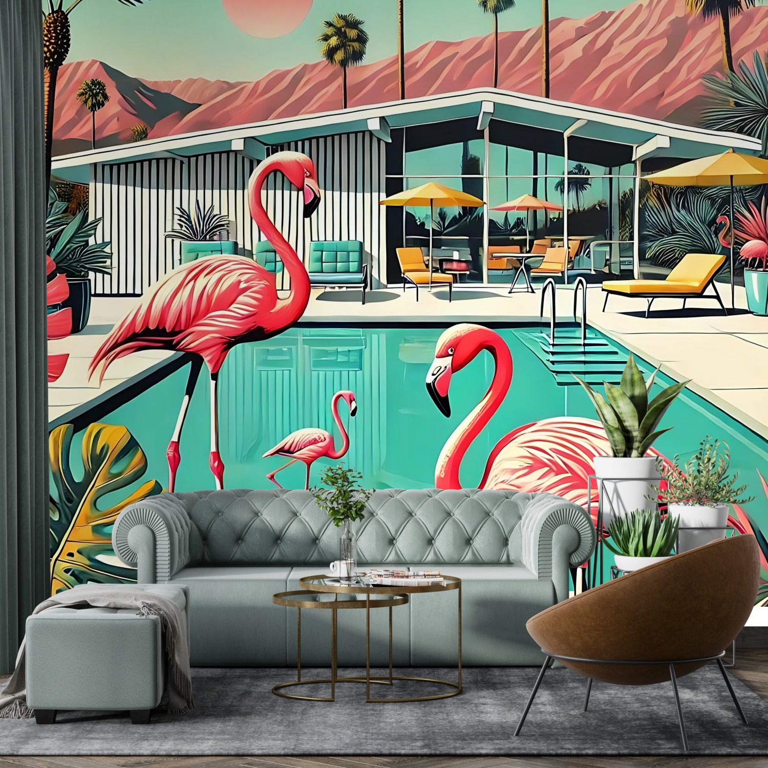 Palm Springs California Wallpaper Mural, Peel And Stick 50s Kitsch